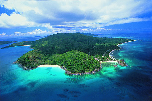 Ansicht der Insel Praslin auf den Seychellen
